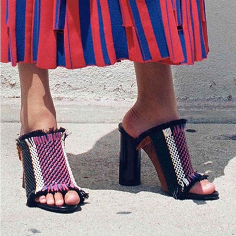 Proenza Schouler Woven Fringe Sandals Mules 38.5